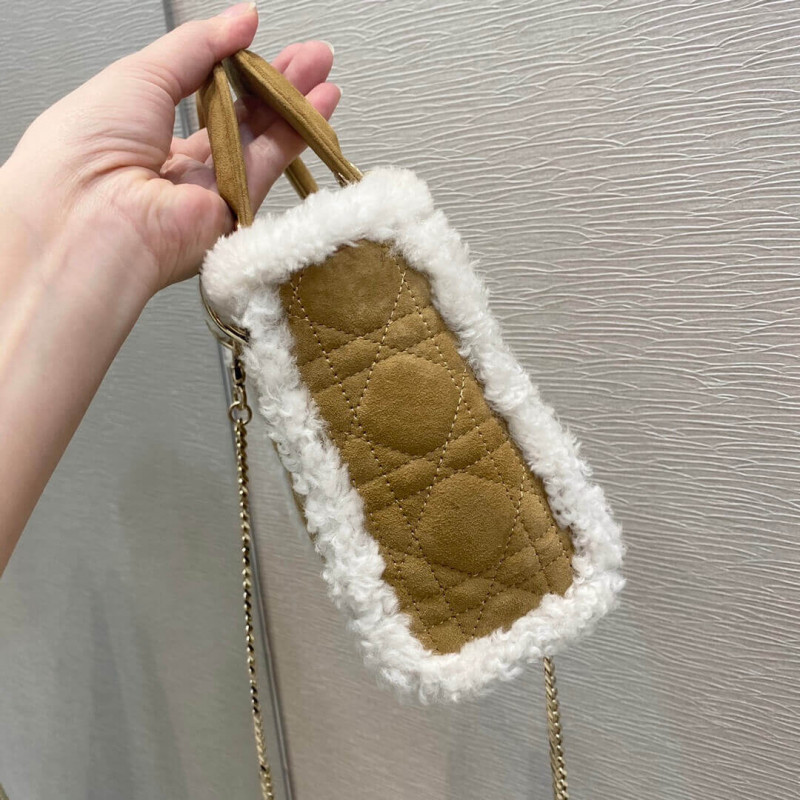 Replica Mini Lady Dior Bag In Camel-Colored Shearling M0505 - Image 5