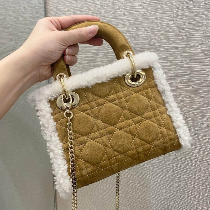 Replica Mini Lady Dior Bag In Camel-Colored Shearling M0505 - Image 6
