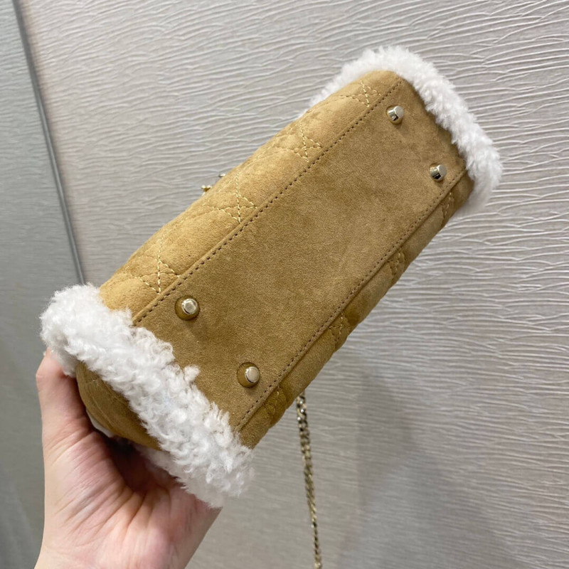 Replica Mini Lady Dior Bag In Camel-Colored Shearling M0505 - Image 7