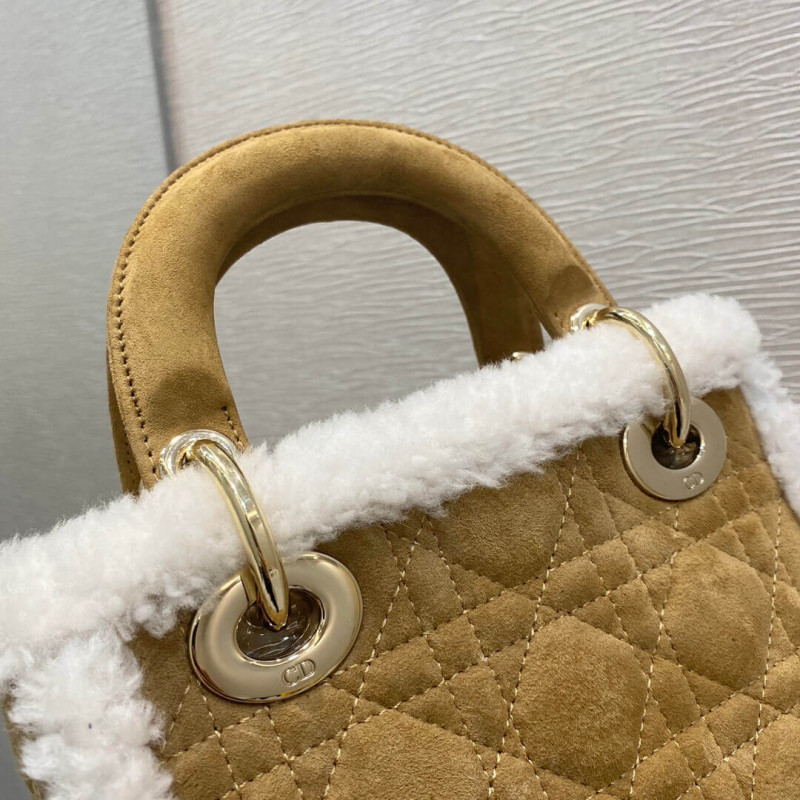 Replica Mini Lady Dior Bag In Camel-Colored Shearling M0505 - Image 8