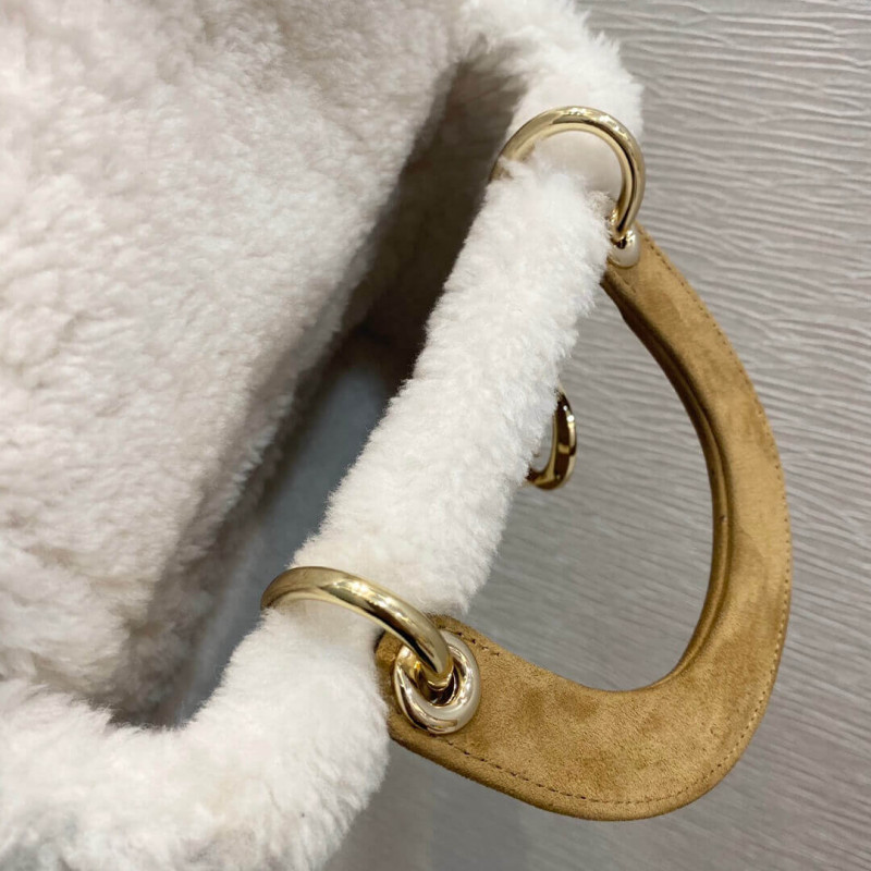 Replica Mini Lady Dior Bag In Camel-Colored Shearling M0505 - Image 9