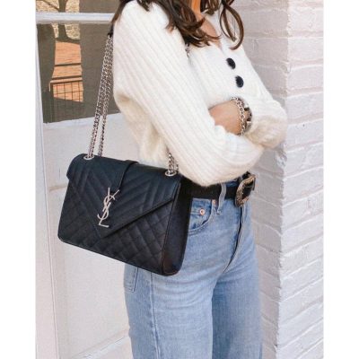 Alternative view of Replica Saint Laurent Grain Leather Envelope Medium Bag 487206 Black