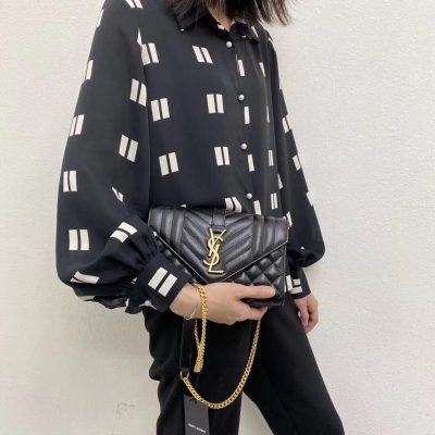 Alternative view of Replica Saint Laurent Grain Leather Envelope Small Bag 526286 Black