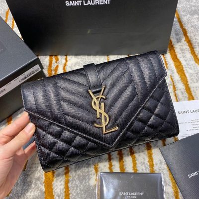 Replica Saint Laurent Grain Leather Envelope Small Bag 526286 Black