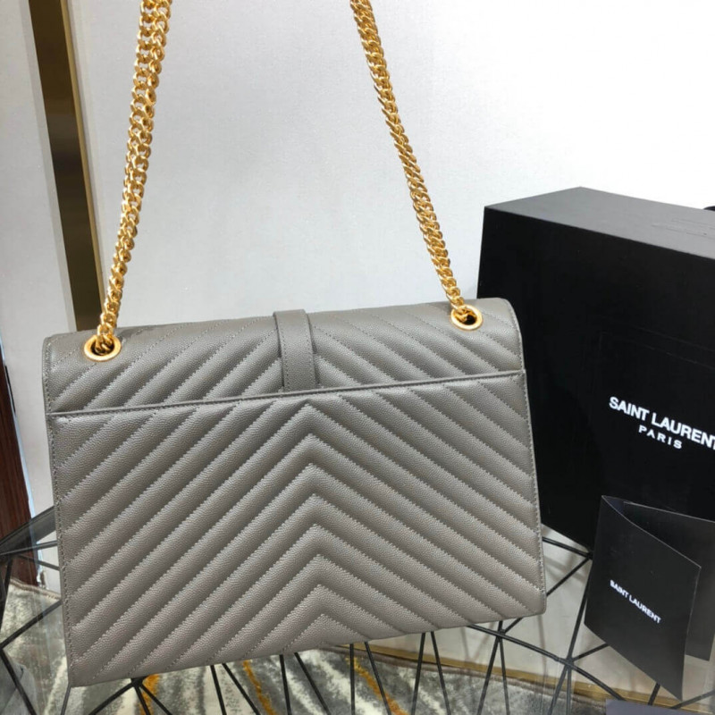 Replica Saint Laurent Grain Leather Large Envelope Chain Bag 396910 - Image 3