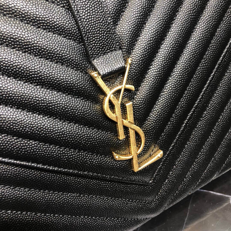 Replica Saint Laurent Grain Leather Large Envelope Chain Bag 396910 Black - Image 7