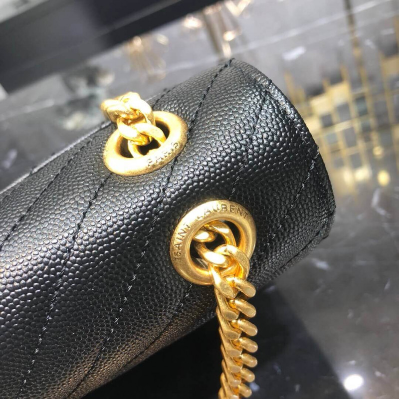 Replica Saint Laurent Grain Leather Large Envelope Chain Bag 396910 Black - Image 8