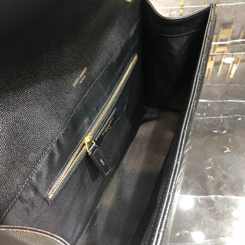 Replica Saint Laurent Grain Leather Large Envelope Chain Bag 396910 Black - Image 10