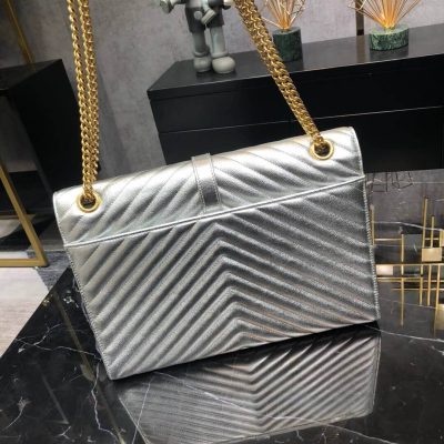 Alternative view of Replica Saint Laurent Metallic Silver Large Envelope Chain Bag 396910
