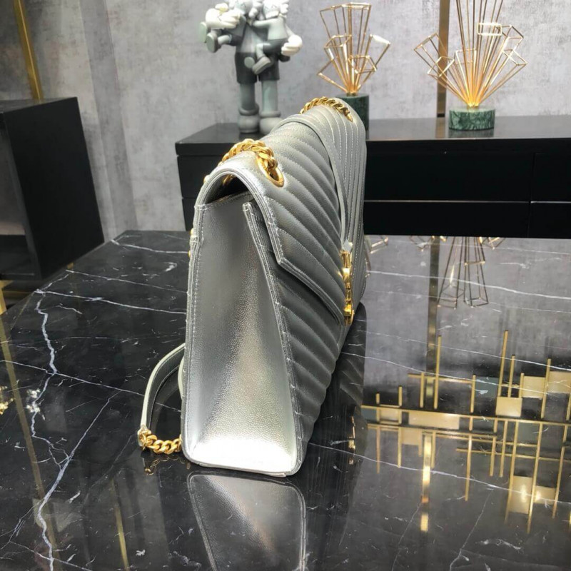 Replica Saint Laurent Metallic Silver Large Envelope Chain Bag 396910 - Image 3