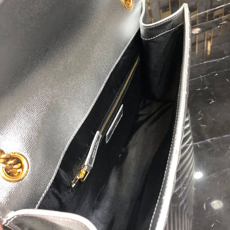 Replica Saint Laurent Metallic Silver Large Envelope Chain Bag 396910 - Image 8