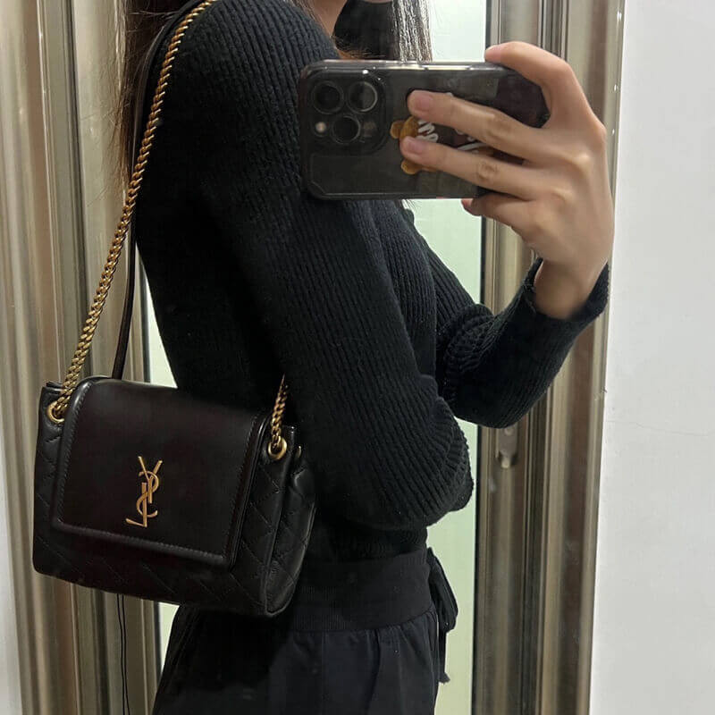Replica Saint Laurent Nolita Mini Leather Shoulder Bag 672738 Black - Image 3