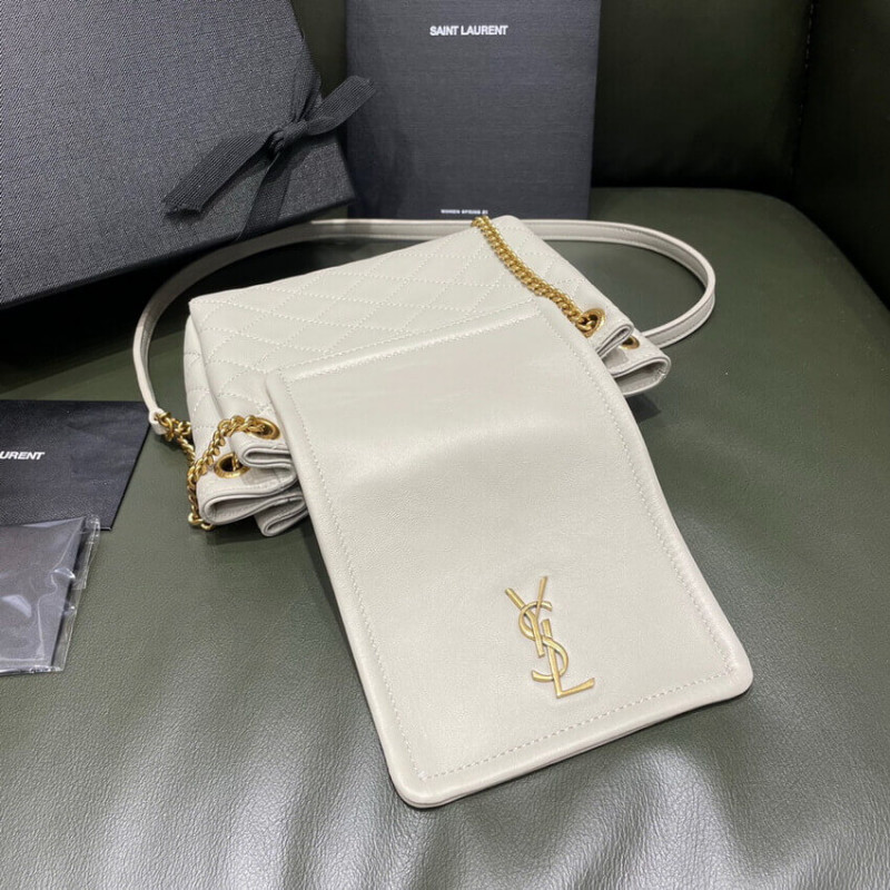 Replica Saint Laurent Nolita Mini Leather Shoulder Bag 672738 White - Image 12
