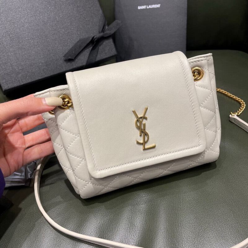 Replica Saint Laurent Nolita Mini Leather Shoulder Bag 672738 White - Image 5