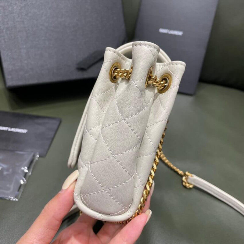 Replica Saint Laurent Nolita Mini Leather Shoulder Bag 672738 White - Image 6