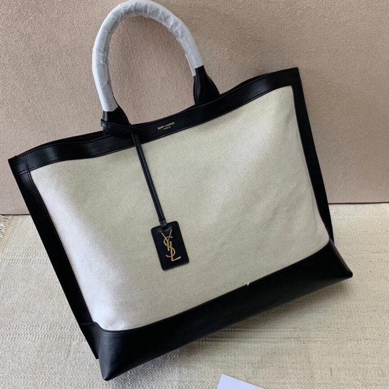 Replica Saint Laurent Shopping Tag En Cuir Et Toile 619757 - Image 5