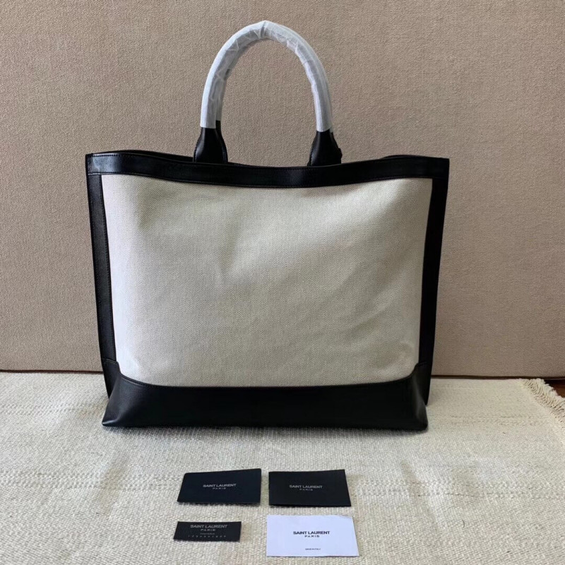 Replica Saint Laurent Shopping Tag En Cuir Et Toile 619757 - Image 7