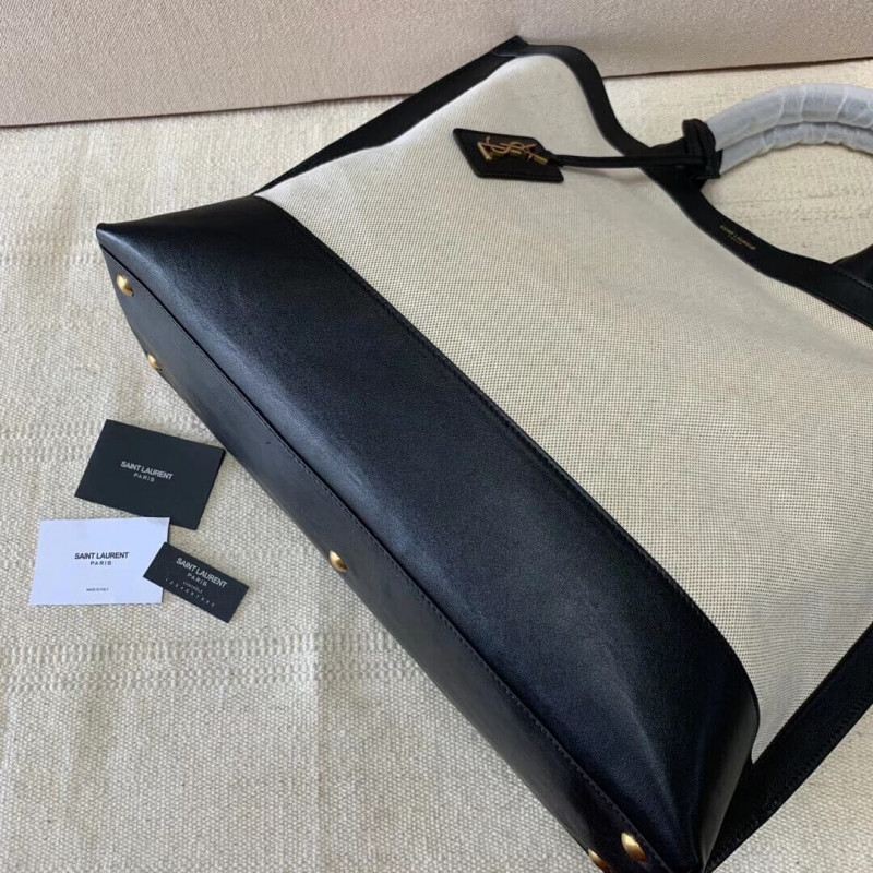 Replica Saint Laurent Shopping Tag En Cuir Et Toile 619757 - Image 9