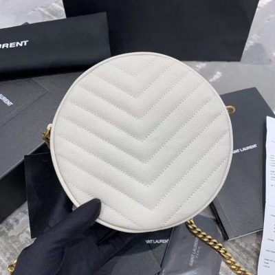Alternative view of Replica Saint Laurent Vinyle Round Camera Bag In Chevron-Quilted Grain Leather 6104361