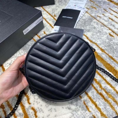 Alternative view of Replica Saint Laurent Vinyle Round Camera Bag In Chevron-Quilted Smooth Leather 6104361