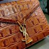 Best Replicas Bags - YSL Saint Laurent Cassandra Mini Top Handle Bag In Caiman Embossed Leather 602716 Brown Best Louis Vuitton LV Replica Bags On Sales