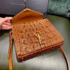 Best Replicas Bags - YSL Saint Laurent Cassandra Mini Top Handle Bag In Caiman Embossed Leather 602716 Brown Best Louis Vuitton LV Replica Bags On Sales