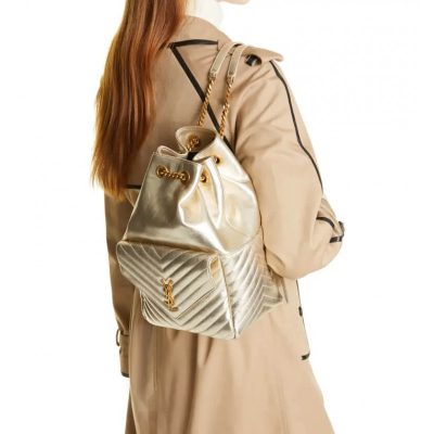 Replica Ysl Saint Laurent Joe Backpack 672609 In Champagne Gold Lambskin