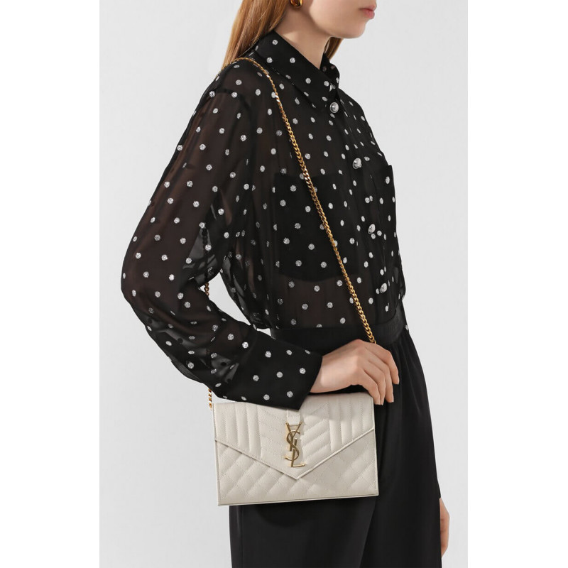 Replica Ysl Saint Laurent Monogram Chain Wallet In Mix Matelasse Grain Leather 620280 - Image 3