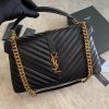 Best Replicas Bags - YSL Saint Laurent Sheepskin Matelasse Chevron Monogram Large College Satchel 392738 Black Top Quality Louis Vuitton LV Replica Bags On Sales