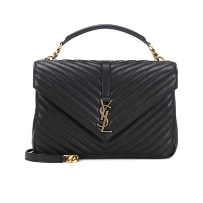 Replica Ysl Saint Laurent Sheepskin Matelasse Chevron Monogram Large College Satchel 392738 Black