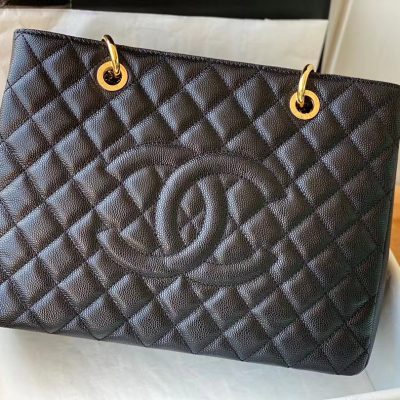 Alternative view of Replica Chanel Grand Shopping Black Tote Quilted Caviar A50995