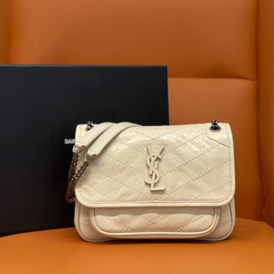 Replica Ysl Saint Laurent Niki Baby Mini Quilted Crinkled Glossed-Leather Shoulder Bag 6331600En04