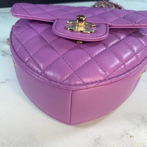 Replica Chanel Heart Zipped Arm Coin Purse 22S Purple/Black Ap2786 - Image 3