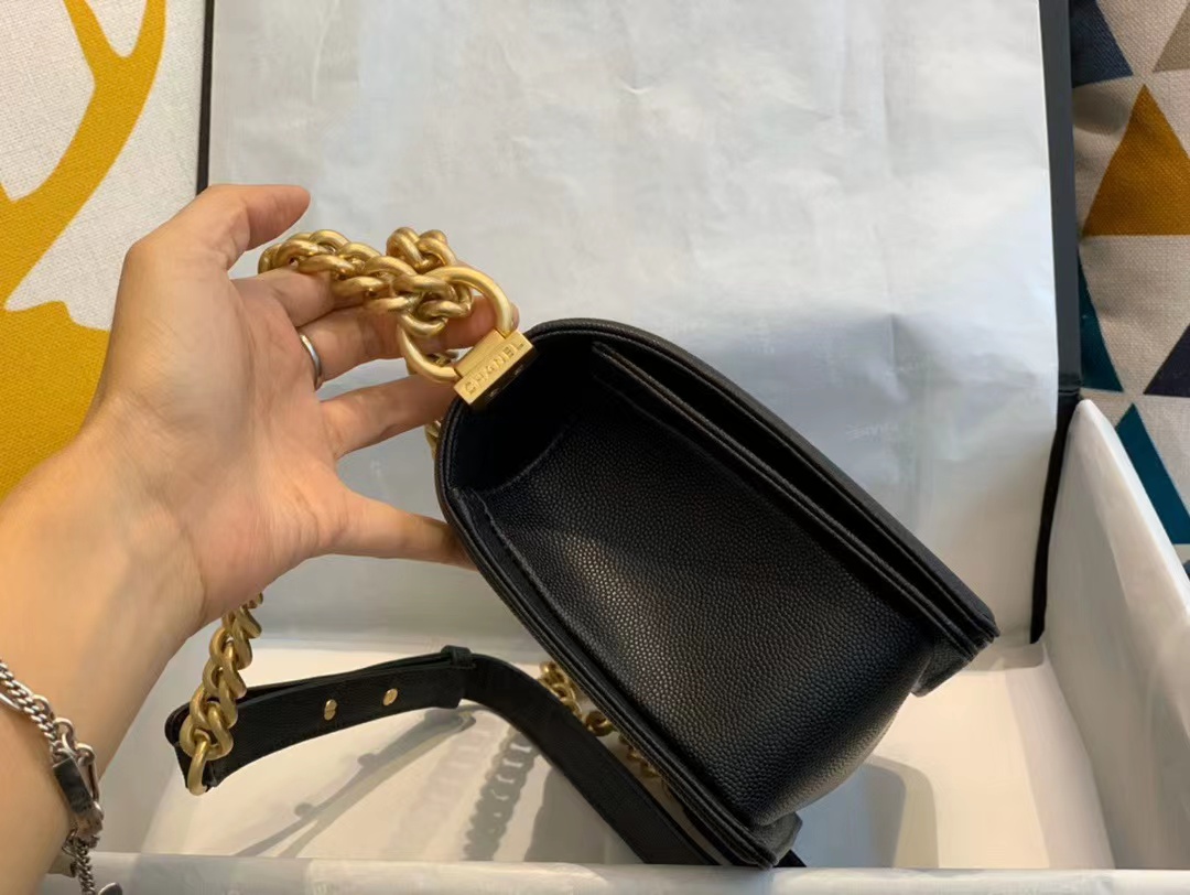 Replica Chanel Boy Chanel Chain Shoulder Bag A67086 Caviar Skin Black Used Women Shw - Image 3