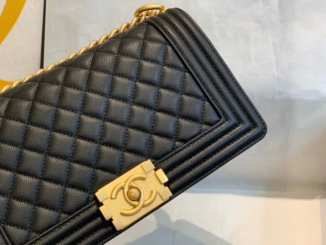 Replica Chanel Boy Chanel Chain Shoulder Bag A67086 Caviar Skin Black Used Women Shw - Image 5