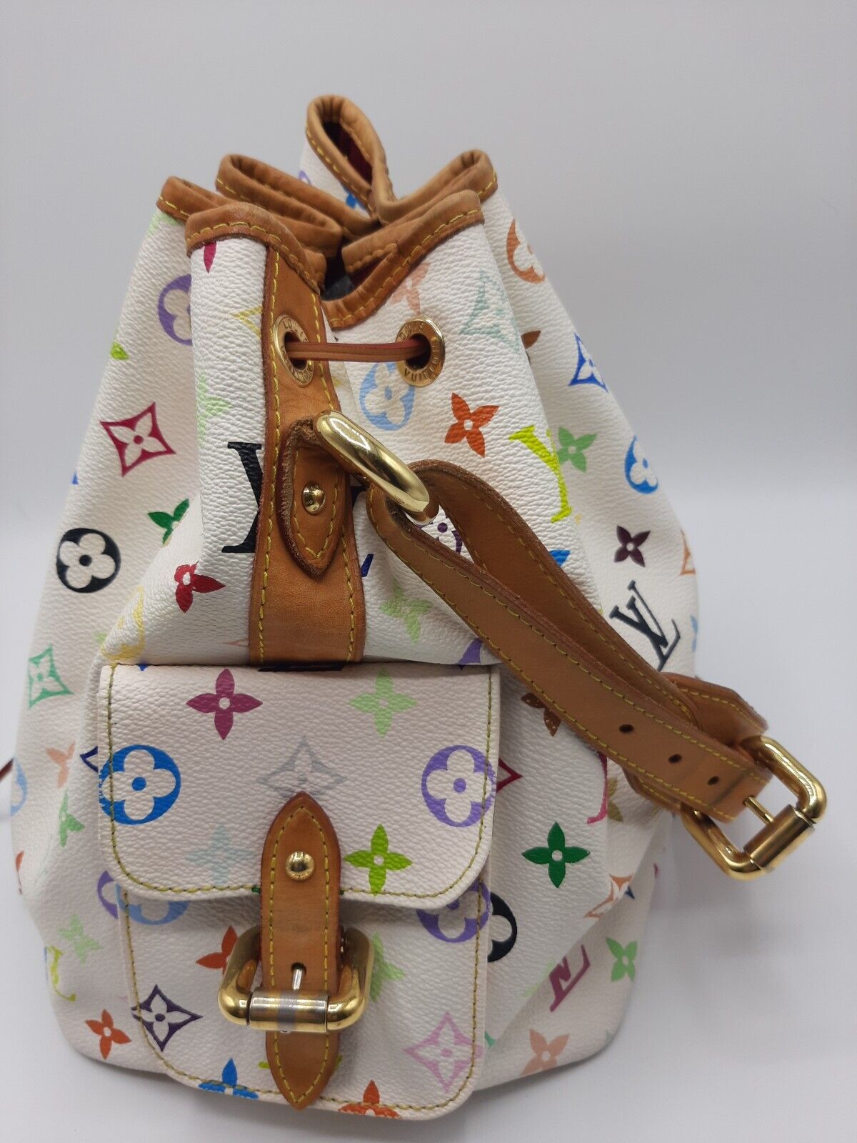 Replica Louis Vuitton Monogram Multi Color White Petit Noe Bag M42229 - Image 4