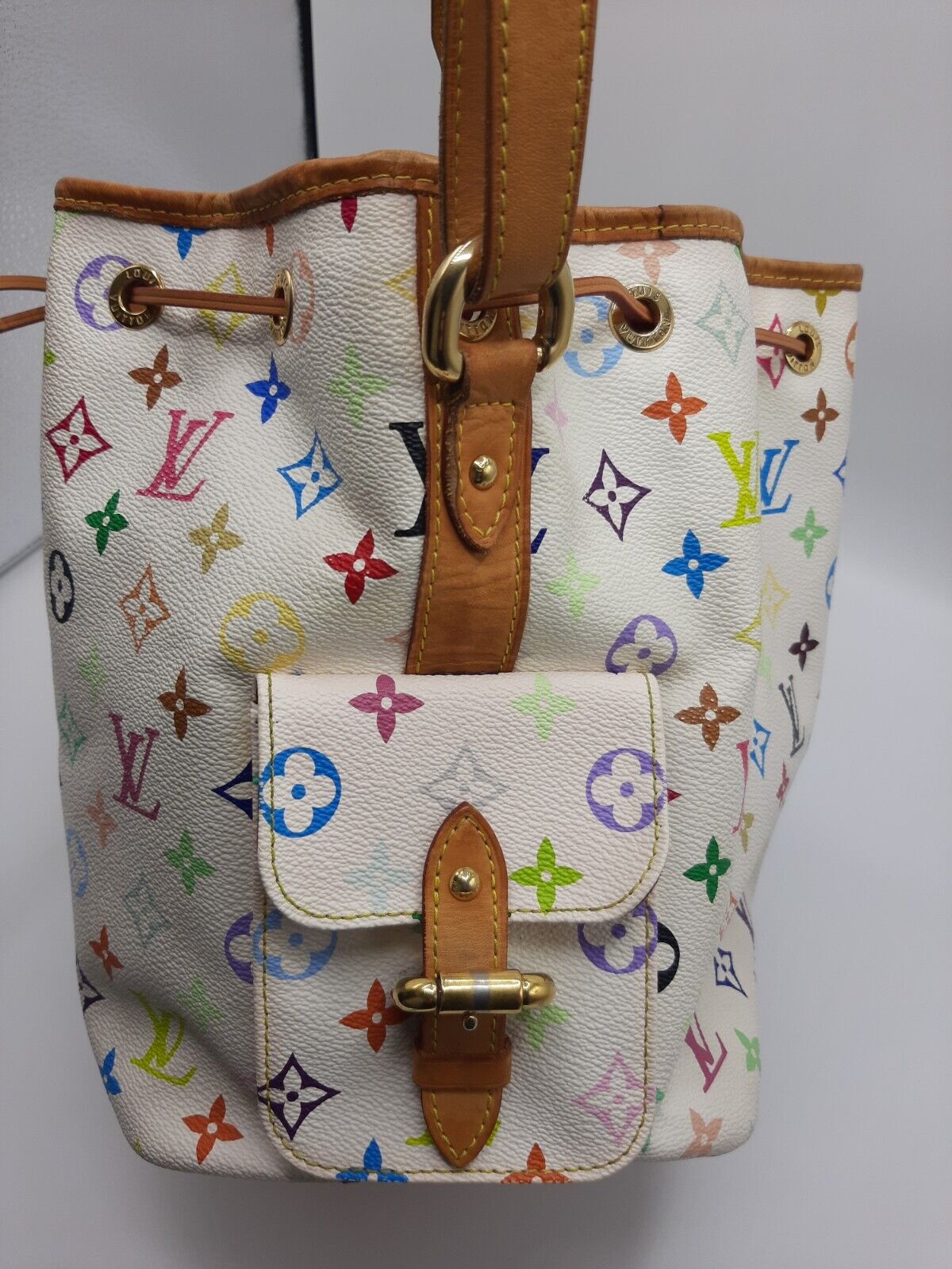 Replica Louis Vuitton Monogram Multi Color White Petit Noe Bag M42229 - Image 8