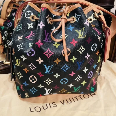 Replica Louis Vuitton Monogram Multi Color Black Petit Noe Bag M42230
