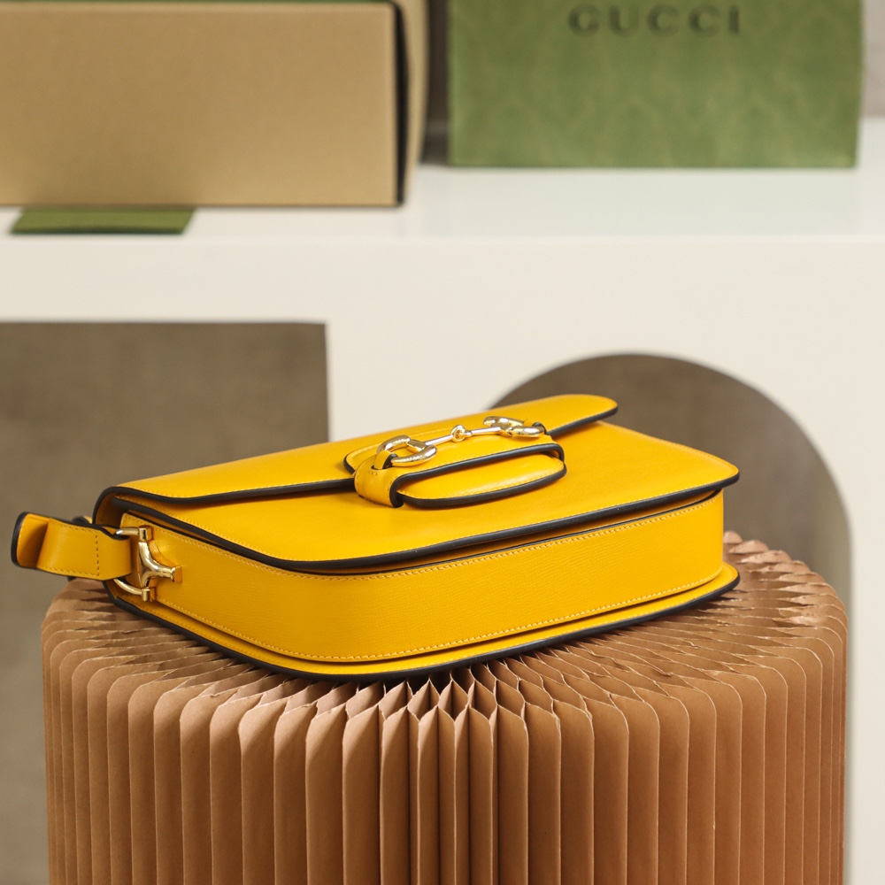 Replica Gucci Horsebit 1955 Shoulder Bag 602204 Yellow Leather - Image 4