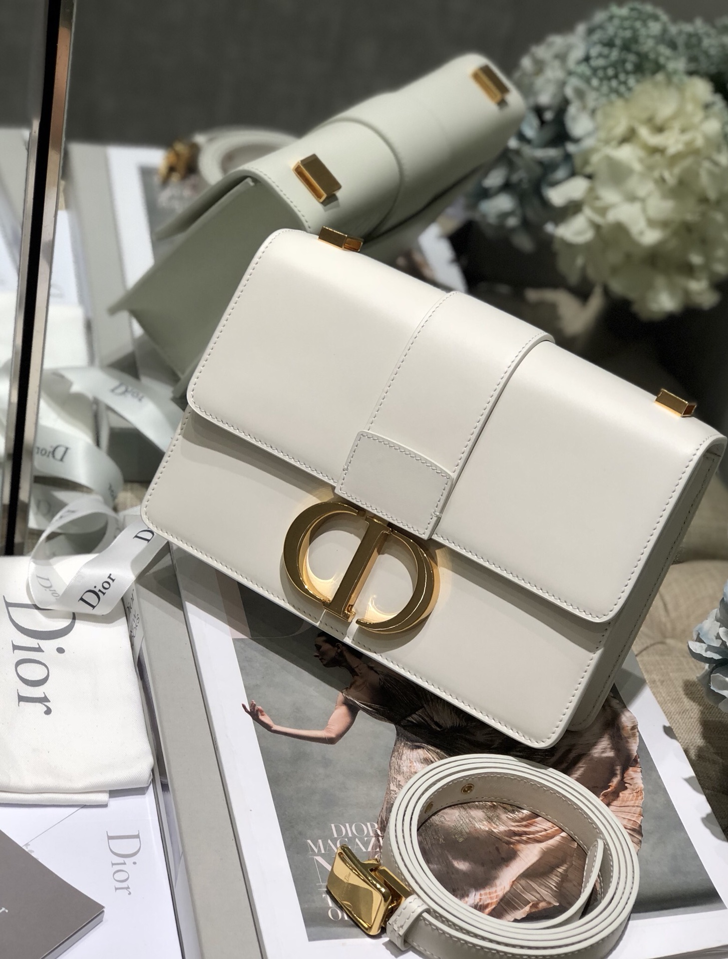 Replica Dior30 Montaigne Bag Latte Box Calfskin - Image 7