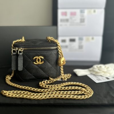 Replica Chanel Clutch With Chain Grained Calfskin & Gold-Tone Metal Black Ap3203