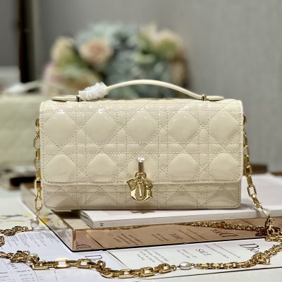 Replica Dior Miss Mini Bag White Patent Cannage Calfskin