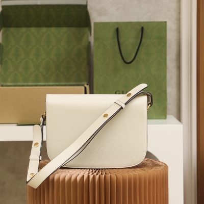 Alternative view of Replica Gucci Horsebit 1955 Shoulder Bag 602204 White Leather