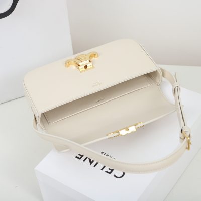 Alternative view of Replica Celine Shoulder Bag Triomphe In Shiny Calfskin Soft Yellow