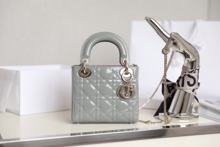 Replica Dior Mini Lady Dior Bag Cloud Blue Patent Cannage Calfskin M0505Owcb_M81B - Image 9