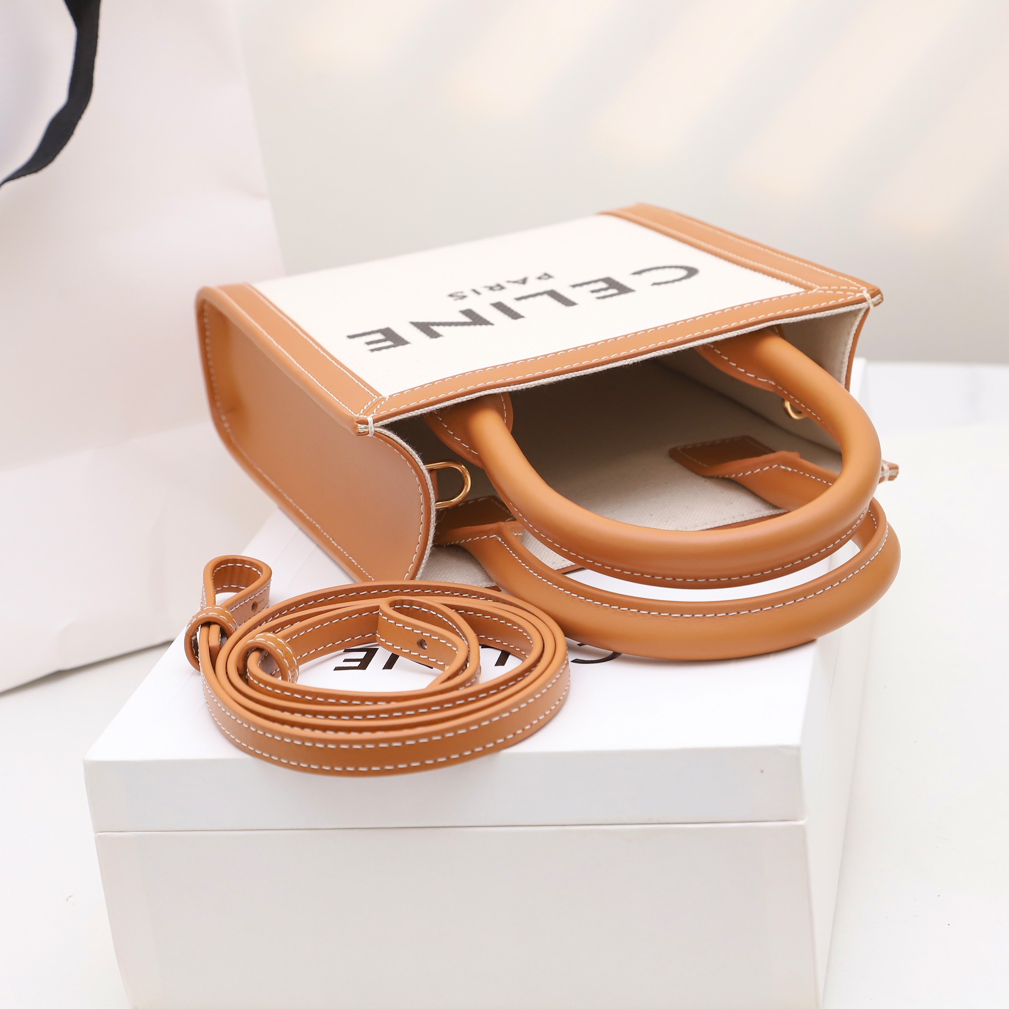 Replica Celine Mini Vertical Cabas Celine In Textile With Celine Print And Calfskin - Image 4