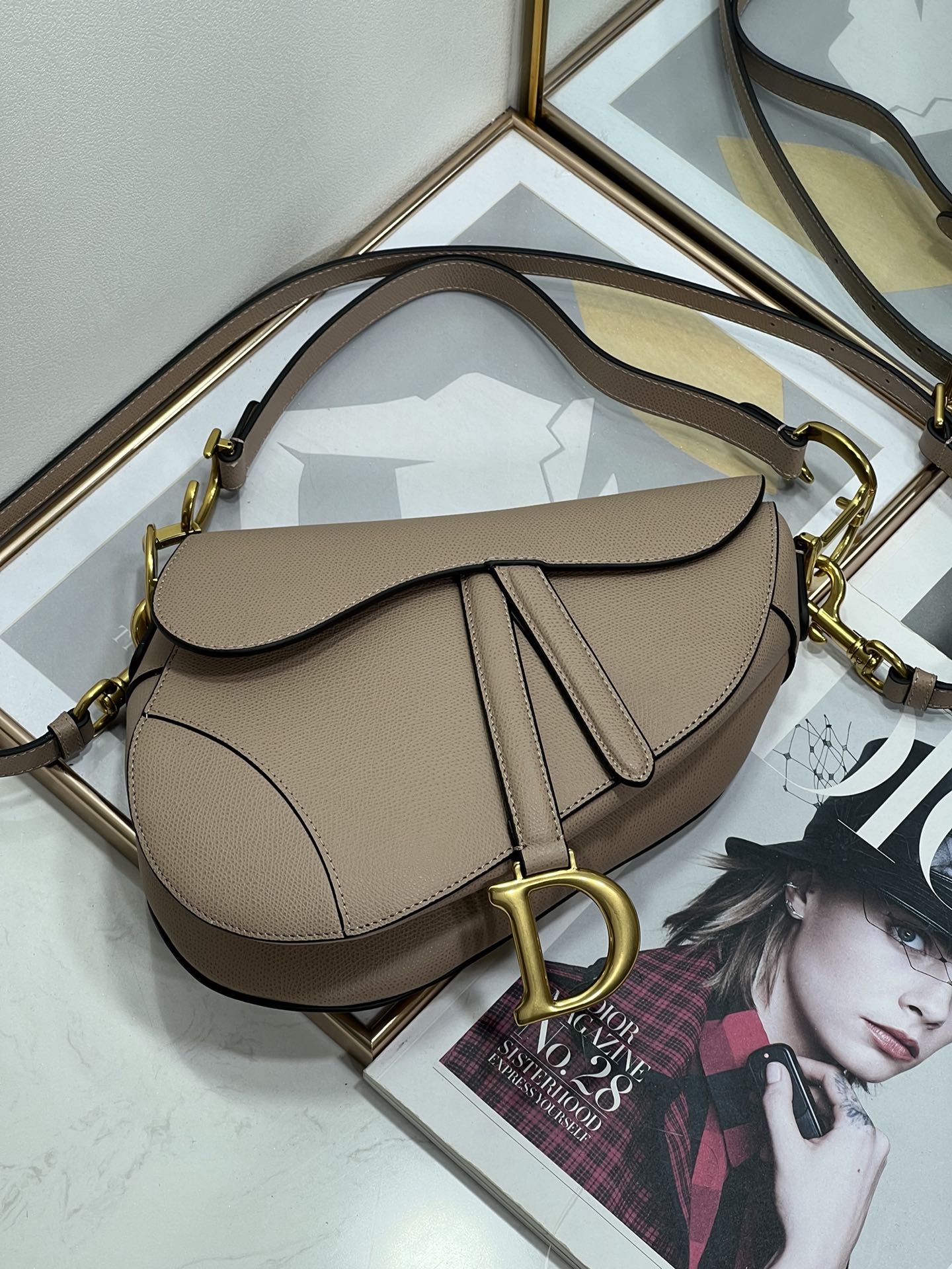Replica Dior Saddle Bag Sand Pink Grained Calfskin M0455Cbaa_M84P - Image 6
