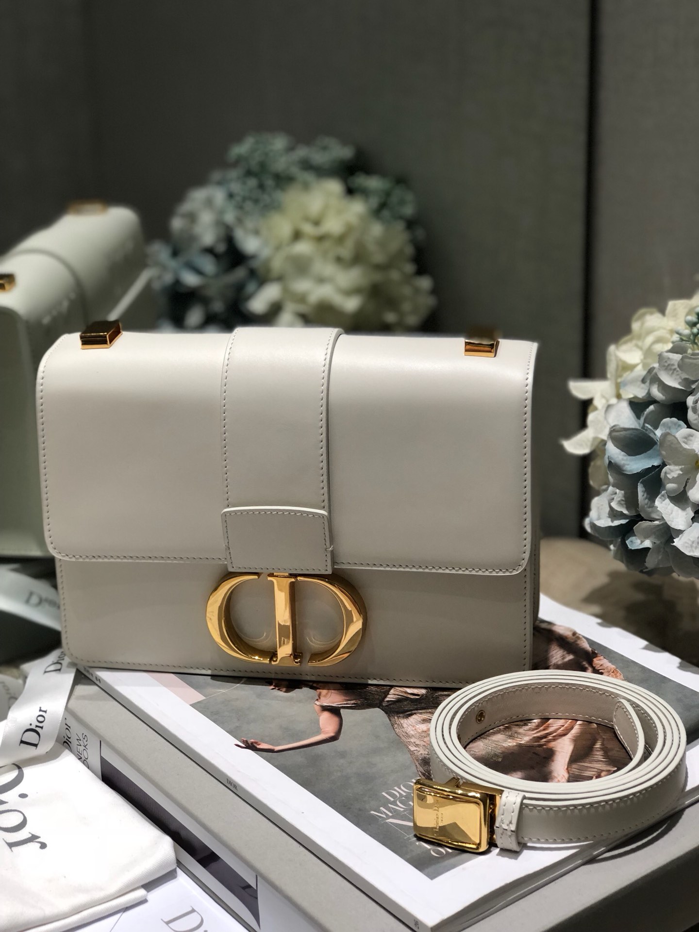 Replica Dior30 Montaigne Bag Latte Box Calfskin - Image 4