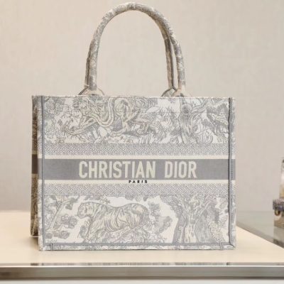 Replica Dior Book Tote Gray Toile De Jouy Embroidery