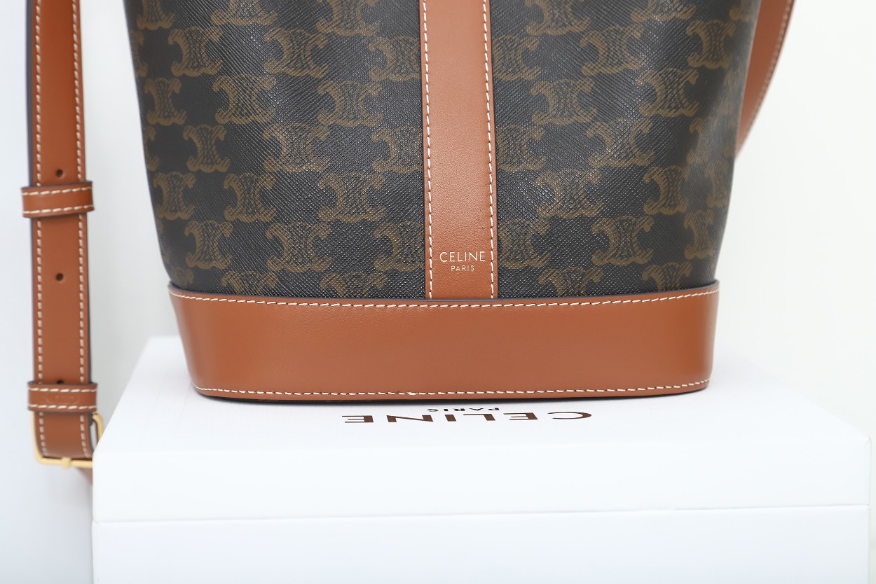 Replica Celine Medium Bucket In Triomphe - Image 7